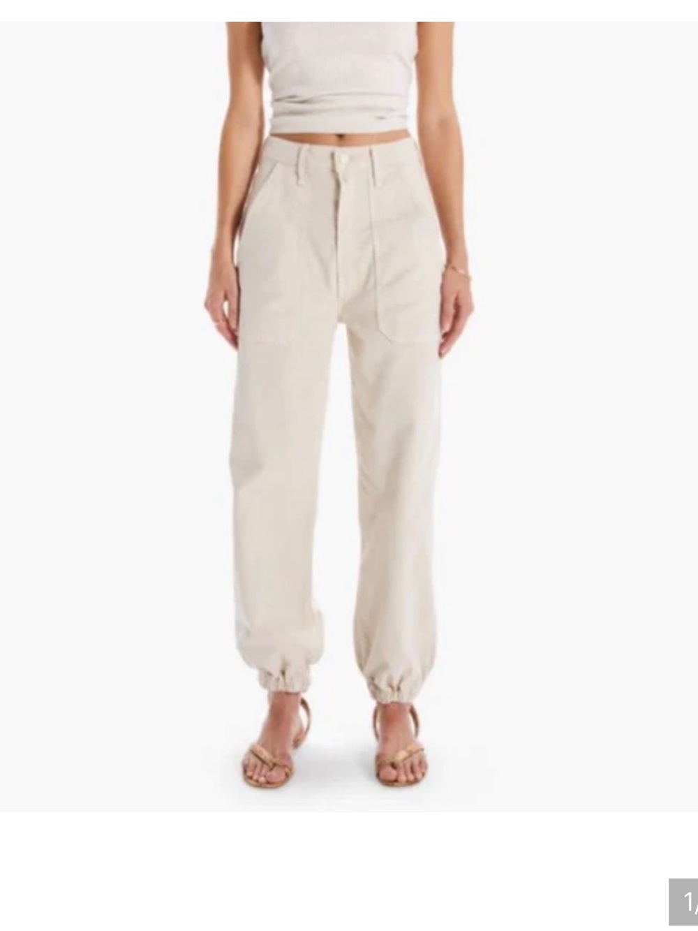 MOTHER Cream White Cargo Wrapper Jeans